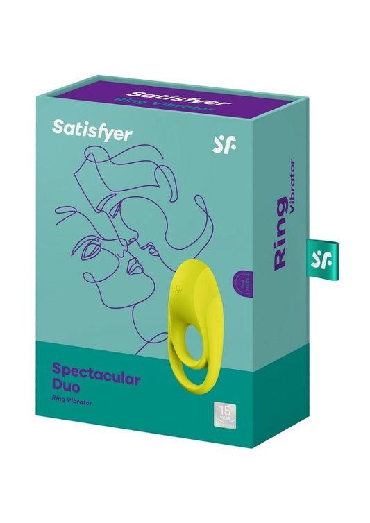 Satisfyer Spectacular Duo Silicone Vibrating C Ring - Neon Yellow