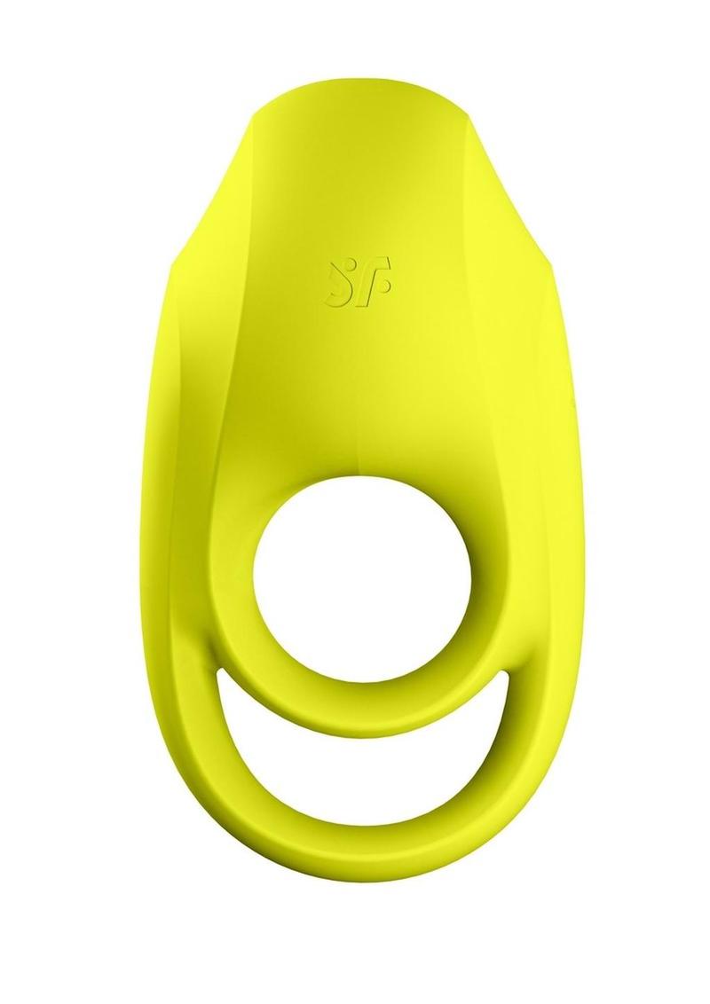 Satisfyer Spectacular Duo Silicone Vibrating C Ring - Neon Yellow